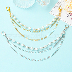 4Pcs 2 Styles Brass & Glass Pearl Bag Extender Chains&nbsp;HJEW-SW00360