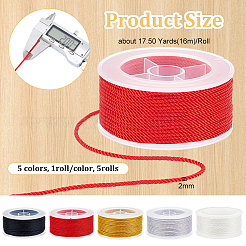 5Rolls 5 Colors 3-ply Nylon Milan Cord&nbsp;OCOR-OC0001-40B