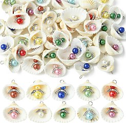 50Pcs 10 Colors Acrylic & Shell Pendants&nbsp;PALLOY-CJ00046