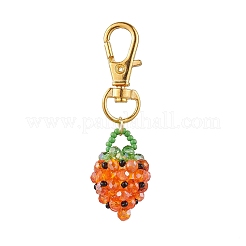 Glass Seed Beaded Strawberry Pendant Decoration&nbsp;HJEW-MZ00160-05