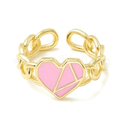 Enamel Heart Promise Open Ring&nbsp;RJEW-P027-07G