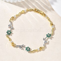 Brass Micro Pave Cubic Zirconia Link Chain Bracelets for Women&nbsp;BJEW-C156-04B-04GP