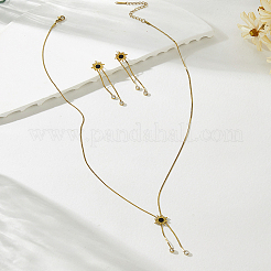 Women's Stainless Steel Stud Dangle Earrings & Lariat Necklaces Sets&nbsp;EB5177-2