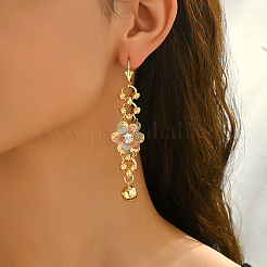 Brass Flower Tassel Hoop Earrings&nbsp;LY6441