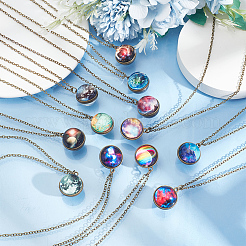 12Pcs 12 Styles Glass Universe Ball Necklace&nbsp;NJEW-AN0001-47