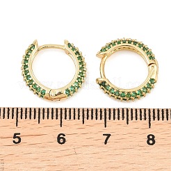 Brass Cubic Zirconia Hoop Earrings&nbsp;EJEW-A156-05G-02