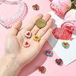 8Pcs 8 Colors Painted Glass Beads Bumpy Beads Heart&nbsp;LAMP-CJ0002-44