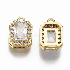 Brass Micro Pave Clear Cubic Zirconia Charms&nbsp;KK-S360-041-NF