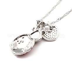 Colorful Rhinestone Ladybird and Heart Pendant Necklace&nbsp;LS-NJEW-I113-13P