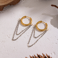 304 Stainless Steel Two Tone Hoop Earrings&nbsp;RC0158