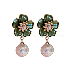 Alloy & Rhinestone & Plastic Pearl Stud Dangle Earrings&nbsp;WG5CFF5-02