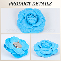 4Pcs Cloth Art Camelia Brooch Pins&nbsp;JEWB-CN0001-03A