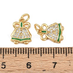 Christmas Brass Micro Pave Cubic Zirconia Enamel Charms&nbsp;KK-L255-19G-11