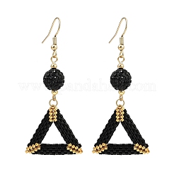 Handmade Glass Seed Beads Triangle Dangle Earrings&nbsp;EJEW-MZ00467-02