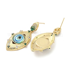 Rack Plating Brass Micro Pave Clear Cubic Zirconia Stud Earrings for Women&nbsp;EJEW-M260-23G-03