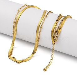 304 Stainless Steel Double Layered Necklaces&nbsp;NJEW-U028-01G