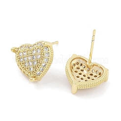 Brass Micro Pave Clear Cubic Zirconia Studs Earring for Women&nbsp;EJEW-S217-A05
