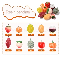 10Pcs 10 Style Resin Pendants&nbsp;RESI-YW0001-17