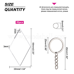 DIY Rhombus with Angle Acrylic Blank Pendant Keychain Making Kits&nbsp;DIY-BC0001-63B
