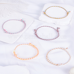 5Pcs 5 Color Macrame Braided Cotton Cord Bracelets Set&nbsp;BJEW-LP0004-21