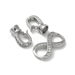 Rack Plating Brass Micro Pave Cubic Zirconia Fold Over Clasps&nbsp;KK-K377-12P