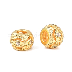 Brass Micro Pave Clear Cubic Zirconia Beads&nbsp;KK-C142-12B-G