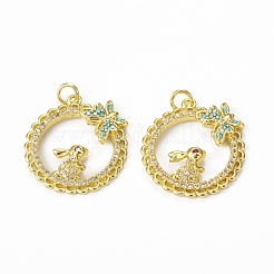 Brass Micro Pave Cubic Zirconia Pendants&nbsp;KK-E068-VB006