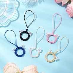 Handmade Woven Nylon Cat Pendant Decorations&nbsp;HJEW-JM02668