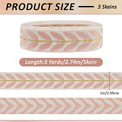 3 Yards Polyester Leaf Jacquard Ribbons&nbsp;SRIB-WH20020-020E