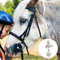 2Pcs 2 Styles Horse Theme Tibetan Style Alloy Pendants Decorations&nbsp;HJEW-DR00106