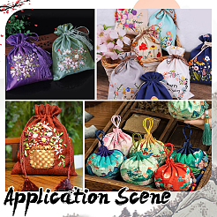 6Pcs 6 Colors 3D Floral Embroidery Polyester Drawstring Bags&nbsp;ABAG-PH0001-90