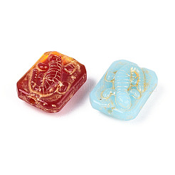 Rectangle with Gecko Glass Beads&nbsp;GLAA-T025-54M
