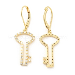 Brass Micro Pave Clear Cubic Zirconia Dangle Leverback Earrings for Women&nbsp;KK-B062-03G