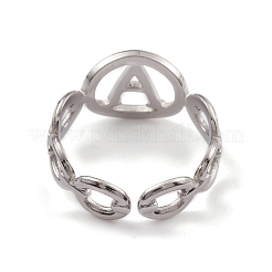 Non-Tarnish 304 Stainless Steel Initial Letter A Open Cuff Rings for Women&nbsp;RJEW-G285-56P