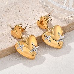 304 Stainless Steel Dangle Stud Earrings&nbsp;EJEW-V016-12G