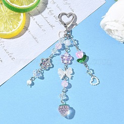 Strawberry Acrylic & Handmade Lampwork & Glss Pendant Decorations&nbsp;HJEW-YW00119