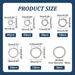 226Pcs 7 Styles 304 Stainless Steel Open Jump Rings&nbsp;STAS-PH0005-53