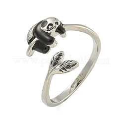 Cute Panda Brass Enamel Open Cuff Ring for Women&nbsp;RJEW-M016-01P