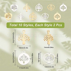 20Pcs 10 Style 304 Stainless Steel Charms&nbsp;STAS-CN0001-07