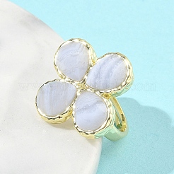 Natural Blue Lace Agate Faceted Adjustable Finger Rings for Women&nbsp;RJEW-A092-01G-09