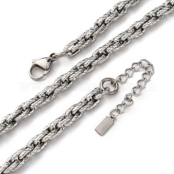 6.5MM 304 Stainless Steel Textured Rope Chain Necklaces&nbsp;NJEW-T016-17P