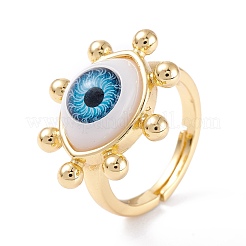 Adjustable Brass Enamel Finger Rings&nbsp;RJEW-M138-25G-D