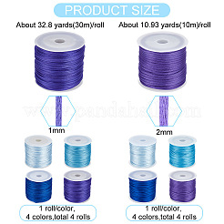 8 Roll 8 Styles Nylon Satin Rattail Cords&nbsp;NWIR-BC0002-06B
