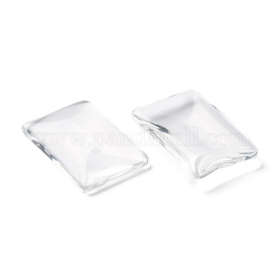Transparent Rectangle Glass Cabochons&nbsp;GGLA-R025-25x18-1