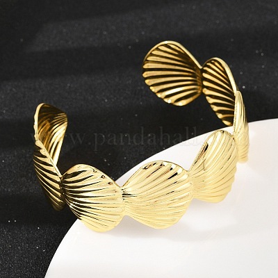 Brass Cuff Bangles for Women&nbsp;BJEW-C112-08G-1