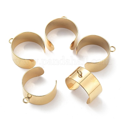 Ion Plating(IP) 304 Stainless Steel Open Cuff Finger Ring Components&nbsp;STAS-WH0029-40B-G-1
