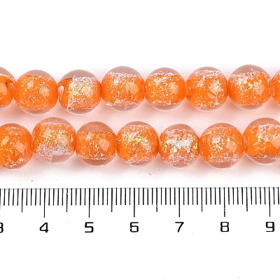 Handmade Gold Foil Lampwork Beads Strands&nbsp;LAMP-Q002-01F-1