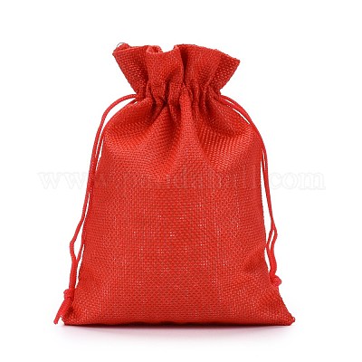 Polyester Imitation Burlap Packing Pouches Drawstring Bags&nbsp;ABAG-R004-18x13cm-01-1