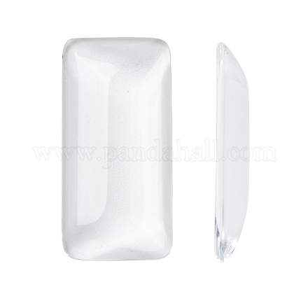 Transparent Rectangle Glass Cabochons GGLA-R025-38x19-1