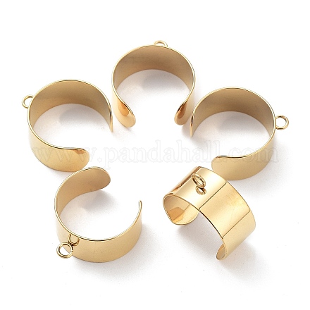 Ion Plating(IP) 304 Stainless Steel Open Cuff Finger Ring Components&nbsp;STAS-WH0029-40B-G-1